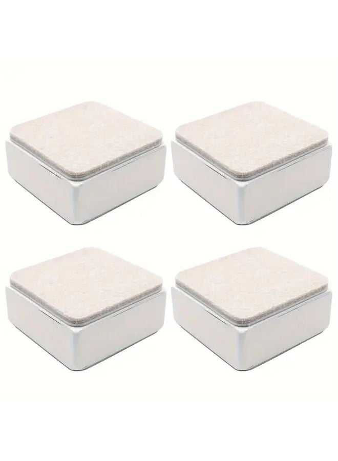 4pcs Heavy Duty Carbon Steel Furniture Risers Self Adhesive 1 2 Inch Height Increase with Felt Pads for Beds and Tables White - Image 1